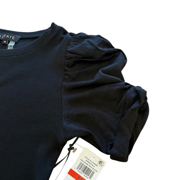 1. State Black Puff Sleeve Fitted Top NWT - Picture 3 of 7